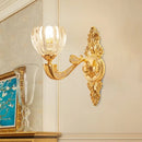 GobekUsa Modern Beveled Crystal Dome Sconce Light Fixture: Gold 1/2-Bulb Wall Lamp for the Bedroom