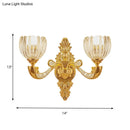 GobekUsa Modern Beveled Crystal Dome Sconce Light Fixture: Gold 1/2-Bulb Wall Lamp for the Bedroom