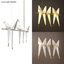 GobekUsa Modern Bird-Shaped Island Pendant Light: 3/4/5 Golden Hanging Lights for Bedroom