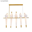 GobekUsa Modern Bird-Shaped Island Pendant Light: 3/4/5 Golden Hanging Lights for Bedroom