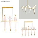 GobekUsa Modern Bird-Shaped Island Pendant Light: 3/4/5 Golden Hanging Lights for Bedroom