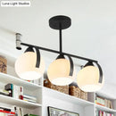 GobekUsa Contemporary 3-Head Black Ceiling Light Fixture with White Glass Globes - Ideal for Kitchen Islands