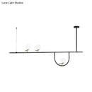 GobekUsa Minimal Metal Island Pendant Light with Opal Glass Shade (Black, 3 Heads)