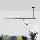 GobekUsa Minimal Metal Island Pendant Light with Opal Glass Shade (Black, 3 Heads)