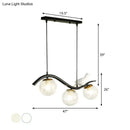 GobekUsa Modern 3-Head Black Island Pendant Lamp with Clear/White Glass Shades and Pigeon Decor