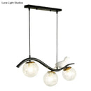 GobekUsa Modern 3-Head Black Island Pendant Lamp with Clear/White Glass Shades and Pigeon Decor