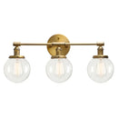 GobekUsa Black 3-Light Wall Sconce Bathroom Vanity Fixture with Round Glass Canopy