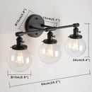 GobekUsa Black 3-Light Wall Sconce Bathroom Vanity Fixture with Round Glass Canopy