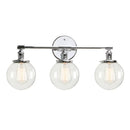 GobekUsa Black 3-Light Wall Sconce Bathroom Vanity Fixture with Round Glass Canopy