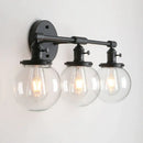 GobekUsa Black 3-Light Wall Sconce Bathroom Vanity Fixture with Round Glass Canopy