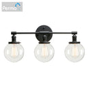 GobekUsa Black 3-Light Wall Sconce Bathroom Vanity Fixture with Round Glass Canopy