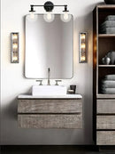 GobekUsa Black 3-Light Wall Sconce Bathroom Vanity Fixture with Round Glass Canopy