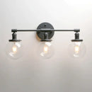 GobekUsa Black 3-Light Wall Sconce Bathroom Vanity Fixture with Round Glass Canopy