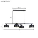 GobekUsa Rotatable Chandelier with Modern Drum Shade - 4 Lights, Metallic Hanging Light in Black