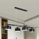 GobekUsa Rotatable Chandelier with Modern Drum Shade - 4 Lights, Metallic Hanging Light in Black