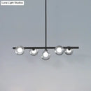 GobekUsa Modern 5-Head Black Island LED Pendant Light with Clear Glass Shade