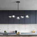 GobekUsa Modern 5-Head Black Island LED Pendant Light with Clear Glass Shade