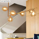 GobekUsa Dome Glass Ceiling Light - Postmodern 6-Head Hanging Lamp for Dining Table