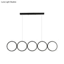 GobekUsa LED Ceiling  5-Ring Black Hanging Island Light Metal Pendant over Table, Warm/White Light