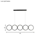 GobekUsa LED Ceiling  5-Ring Black Hanging Island Light Metal Pendant over Table, Warm/White Light