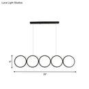 GobekUsa LED Ceiling  5-Ring Black Hanging Island Light Metal Pendant over Table, Warm/White Light
