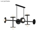 GobekUsa Modern 8-Head Black Ceiling Light Fixture for Kitchen: White Glass Orbit Island Pendant