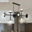 GobekUsa Modern 8-Head Black Ceiling Light Fixture for Kitchen: White Glass Orbit Island Pendant