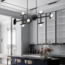 GobekUsa Modern 8-Head Black Ceiling Light Fixture for Kitchen: White Glass Orbit Island Pendant
