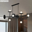GobekUsa Modern 8-Head Black Ceiling Light Fixture for Kitchen: White Glass Orbit Island Pendant