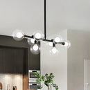 GobekUsa Contemporary Black Kitchen Island Lamp: Sleek 8-Head Hanging Light Kit with Clear Glass Shade