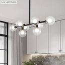 GobekUsa Contemporary Black Kitchen Island Lamp: Sleek 8-Head Hanging Light Kit with Clear Glass Shade
