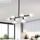 GobekUsa Contemporary Black Kitchen Island Lamp: Sleek 8-Head Hanging Light Kit with Clear Glass Shade