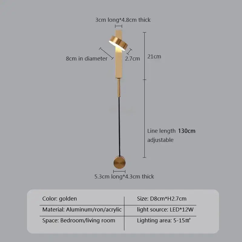 GobekUsa Adjustable LED Wall Lamp Rotation Dimming Switch Indoor Sconce Lighting, photo 7 of 8