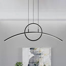 GobekUsa Modern Black Aluminum Arch Chandelier: LED Island Lamp with Ringed Design