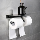 GobekUsa Black Aluminum Toilet Paper Holder with Phone Shelf & Double Roll Tissue Boxes