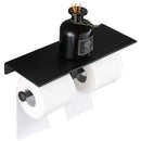 GobekUsa Black Aluminum Toilet Paper Holder with Phone Shelf & Double Roll Tissue Boxes