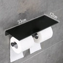 GobekUsa Black Aluminum Toilet Paper Holder with Phone Shelf & Double Roll Tissue Boxes