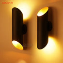 GobekUsa Black Aluminum Tube Wall Lamp for Study Bedroom Corridor Aisle Sconce