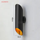 GobekUsa Black Aluminum Tube Wall Lamp for Study Bedroom Corridor Aisle Sconce