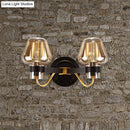 GobekUsa Modern Black Amber Glass Wall Lamp - 2-Light Mushroom Sconce Light Fixture for Living Room