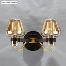 GobekUsa Modern Black Amber Glass Wall Lamp - 2-Light Mushroom Sconce Light Fixture for Living Room