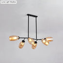 GobekUsa Modern Island Pendant Light with Clear/Amber Glass Shade and Black Branch Design - 6-Bulb Ceiling Hanging Fixture
