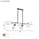 GobekUsa Modern Island Pendant Light with Clear/Amber Glass Shade and Black Branch Design - 6-Bulb Ceiling Hanging Fixture