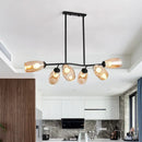 GobekUsa Modern Island Pendant Light with Clear/Amber Glass Shade and Black Branch Design - 6-Bulb Ceiling Hanging Fixture