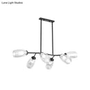 GobekUsa Modern Island Pendant Light with Clear/Amber Glass Shade and Black Branch Design - 6-Bulb Ceiling Hanging Fixture