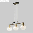 GobekUsa Contemporary 3-Bulb Sphere Pendant Light Fixture for Dining Hall Island - Clear/Smoke Gray Glass Design
