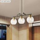GobekUsa Contemporary 3-Bulb Sphere Pendant Light Fixture for Dining Hall Island - Clear/Smoke Gray Glass Design