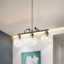 GobekUsa Contemporary 3-Bulb Sphere Pendant Light Fixture for Dining Hall Island - Clear/Smoke Gray Glass Design