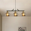 GobekUsa Contemporary 3-Bulb Sphere Pendant Light Fixture for Dining Hall Island - Clear/Smoke Gray Glass Design