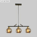 GobekUsa Contemporary 3-Bulb Sphere Pendant Light Fixture for Dining Hall Island - Clear/Smoke Gray Glass Design